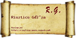 Risztics Géza névjegykártya